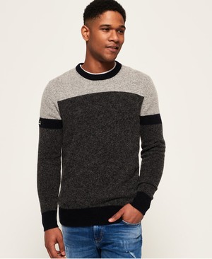 Superdry Harlo Block Crew Neck Férfi Ugró Sötétkék | LBDNO1457